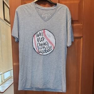 Jane Marie Heather Gray Baseball Soft V-Neck Tee